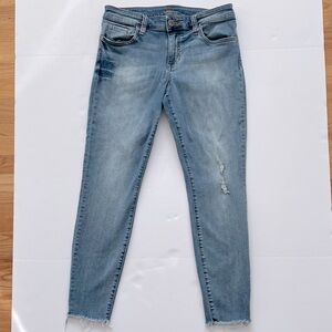Kut from the Kloth Dayna Distressed Frayed Hem Light Blue Skinny Jeans